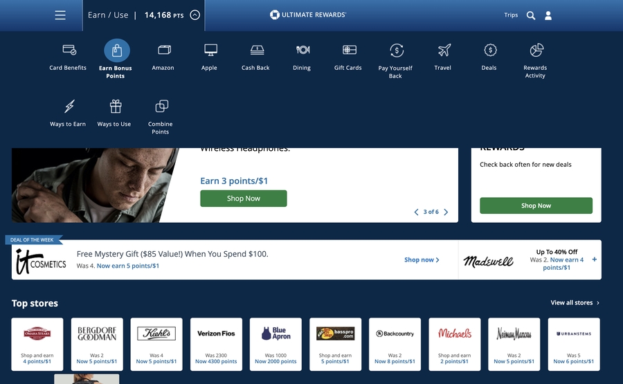 CHASE Shopping protal 截圖